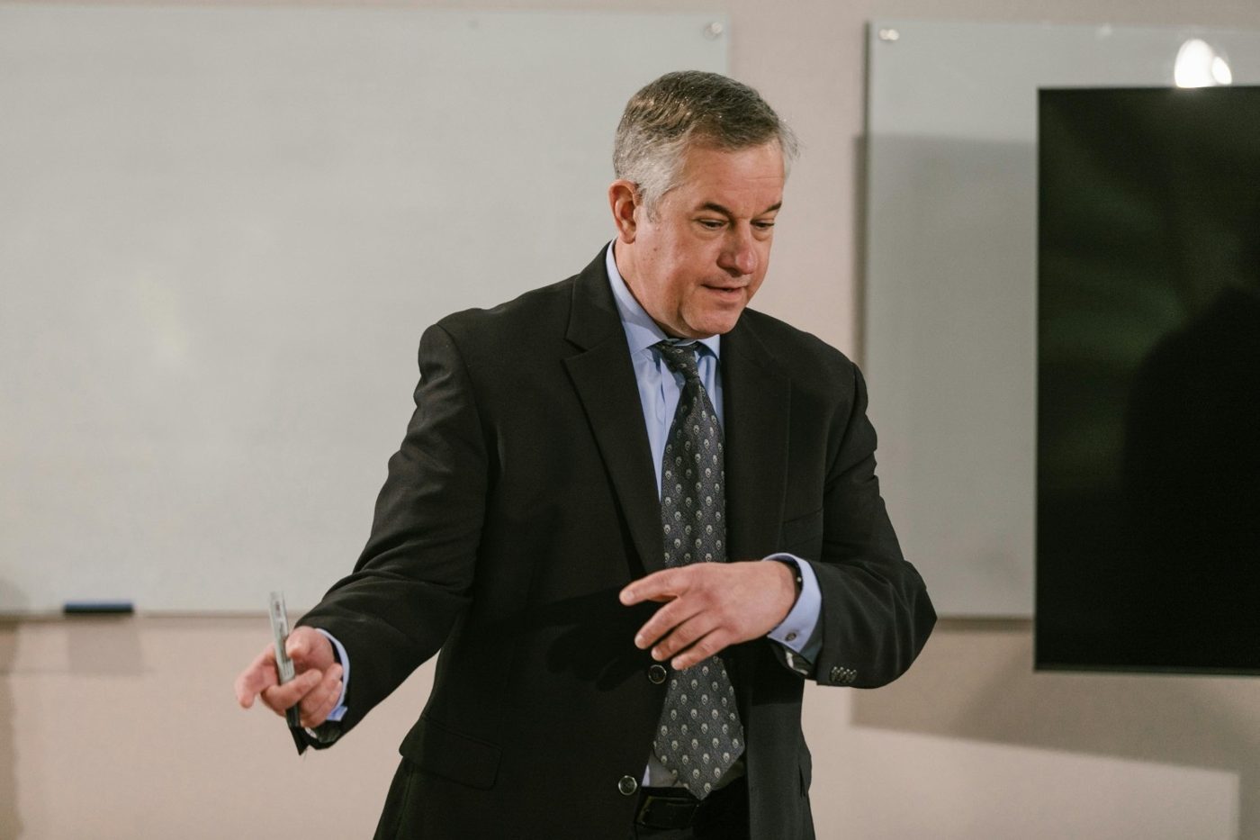 A manager presenting to a room